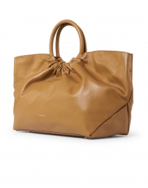 Front image thumbnail - DeMellier - Los Angeles Deep Toffee Smooth Leather Ruched Tote