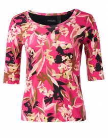 Product image thumbnail - Marc Cain - Pink Floral Print Stretch Cotton Top