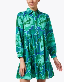 Front image thumbnail - Ro's Garden - Romy Green Print Cotton Dress