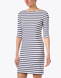 Front image thumbnail - Saint James - Propriano White and Navy Striped Dress