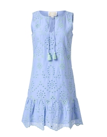 Blue and Green Eyelet Cotton Dress