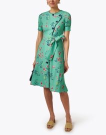 Look image thumbnail - Loretta Caponi - Astrid Green Print Dress