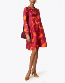 Rosso35 - Red and Orange Abstract Print Silk Twill Dress