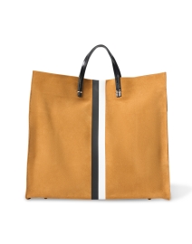 Product image thumbnail - Clare V. - Camel Suede Stripe Tote Bag