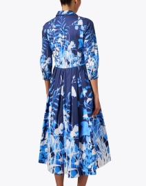 Back image thumbnail - Sara Roka - Elenat Blue Print Cotton Dress