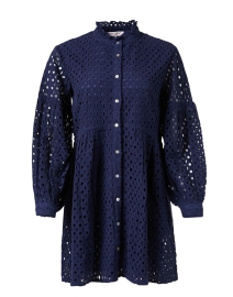 Product image thumbnail - Jude Connally - Gloria Navy Eyelet Cotton Shirt Dress