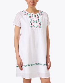 Front image thumbnail - Ro's Garden - Norah White Floral Embroidered Dress