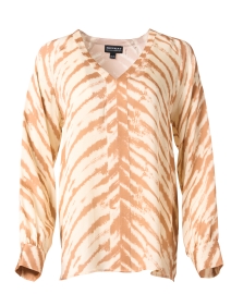 Product image thumbnail - Repeat Cashmere - Orange and Cream Animal Print Silk Blouse