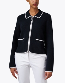 Front image thumbnail - Allude - Navy Wool Cashmere Jacket