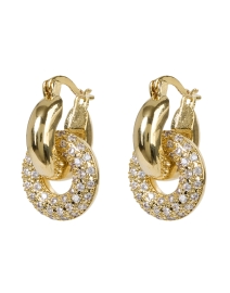 Product image thumbnail - FALLON - Gold Pave Hoop Earrings