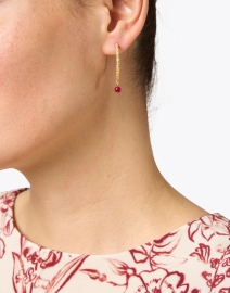 Look image thumbnail - Peracas - Vino Gold and Red Hoop Earrings