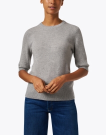 Front image thumbnail - White + Warren - Grey Cashmere Sweater