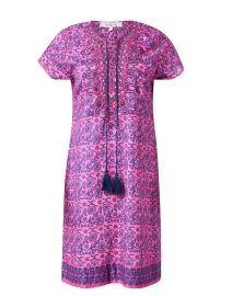 Pink Print Beaded Cotton Dress