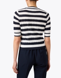 Back image thumbnail - Veronica Beard - Lisbeth White and Navy Striped Sweater