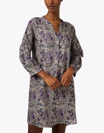 Front image thumbnail - Repeat Cashmere - Violet Paisley Print Linen Dress