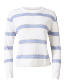 Product image thumbnail - Kinross - White and Blue Striped Linen Sweater
