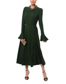Yahvi Olive Green Tailored Crepe Dress