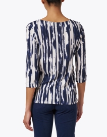 Back image thumbnail - Majestic Filatures - Navy and White Print Top