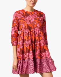 Front image thumbnail - Ro's Garden - Rene Red Floral Print Cotton Dress