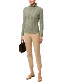 Sage Green Cotton Cable Knit Sweater