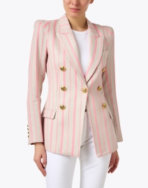 Front image thumbnail - Smythe - Classic Pink Striped Linen Blazer