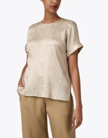Front image thumbnail - Lafayette 148 New York - Beige Silk Top