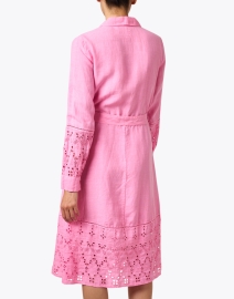 Back image thumbnail - 120% Lino - Aurora Pink Linen Shirt Dress