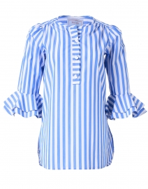 Product image thumbnail - Dovima Paris - Wren Blue and White Stripe Cotton Shirt