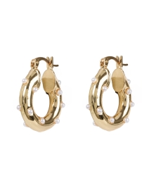 Product image thumbnail - FALLON - Gold and Pearl Hoop Earrings