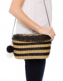 Black and Natural Striped Basket Bag