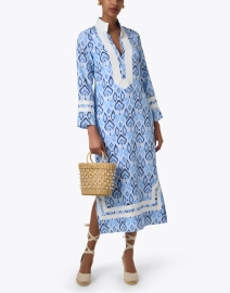 Look image thumbnail - Sail to Sable - Blue and White Silk Blend Tunic Dress