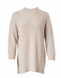 Beige Cable Knit Cashmere Sweater