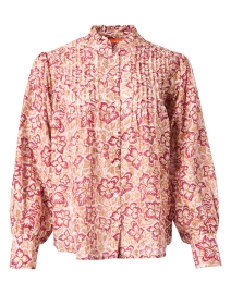 Red and Gold Print Cotton Silk Blouse