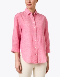 Front image thumbnail - Hinson Wu - Halsey Pink Linen Shirt