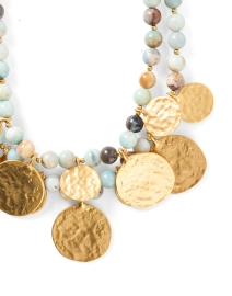Front image thumbnail - Kenneth Jay Lane - Amazonite Beaded Double Strand Coin Necklace