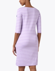 Back image thumbnail - Saint James - Propriano Lavender and White Striped Dress