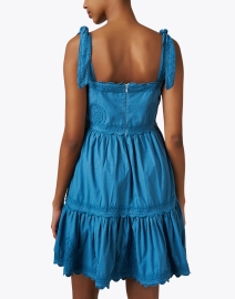 Back image thumbnail - Juliet Dunn - Blue Embroidered Cotton Dress