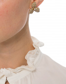 Celeste Crystal and Antique Gold Stud Earring