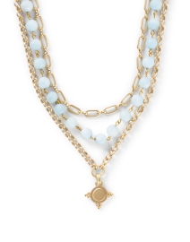 Front image thumbnail - Deborah Grivas - Aquamarine and Gold Multi Chain Necklace