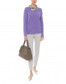 Lavender Cashmere Sweater with Cuff Buttons
