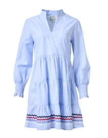 Blue Striped Ric-Rac Tiered Dress