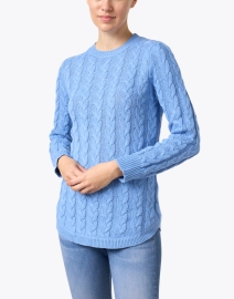 Front image thumbnail - Sail to Sable - Blue Cotton Cable Knit Sweater