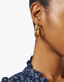 Look image thumbnail - Gas Bijoux - Miki Gold Hammered Hoop Earrings