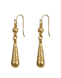 Back image thumbnail - Ben-Amun - Hammered Gold Drop Earrings