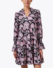 Front image thumbnail - Jude Connally - Tammi Black and Pink Print Tiered Dress