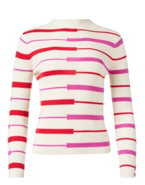 Product image thumbnail - Frances Valentine - Marie Ivory Multi Stripe Wool Sweater