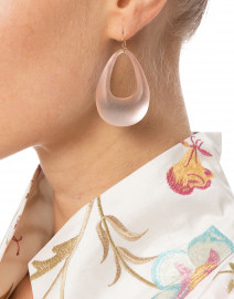 Pale Pink Lucite Tapered Hoop Earring