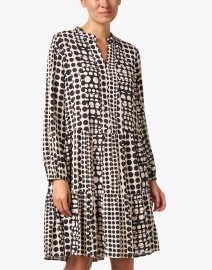 Front image thumbnail - Marc Cain - Black Dotted Tiered Dress