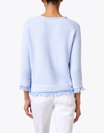 Back image thumbnail - Kinross - Blue Cotton Textured Sweater
