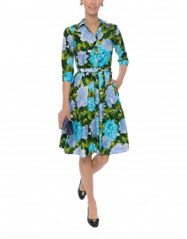 Audrey Green Hydrangea Print Shirt Dress